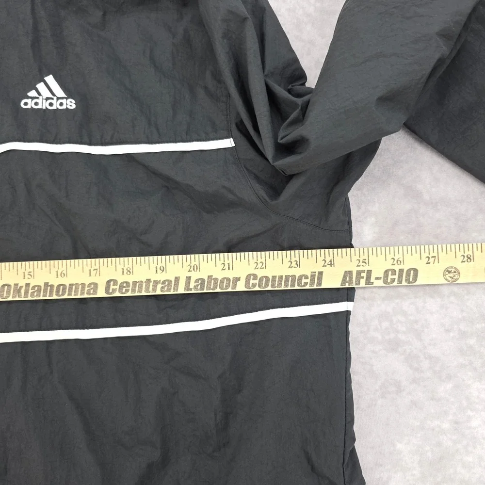 Vintage Adidas Y2K Windbreaker Jacket Mens‎ XL Black White Striped StreetWear 02